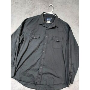 Wrangler Shirt Mens XXL 2XL Western Pearl Snap Long Sleeve Black Lightweight